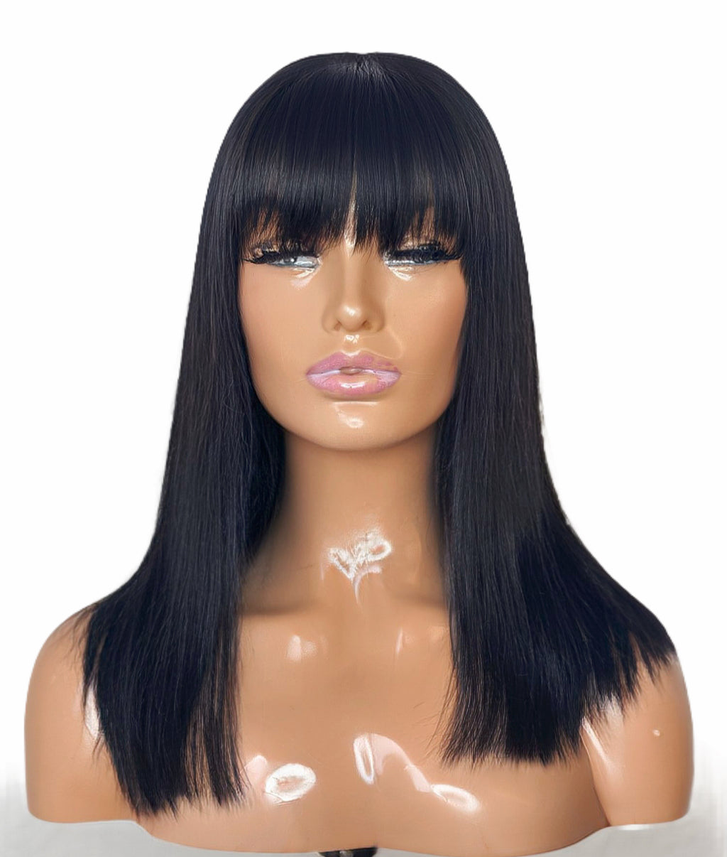 Goldie Bob Human Hair Wig With Bangs, front picture 05