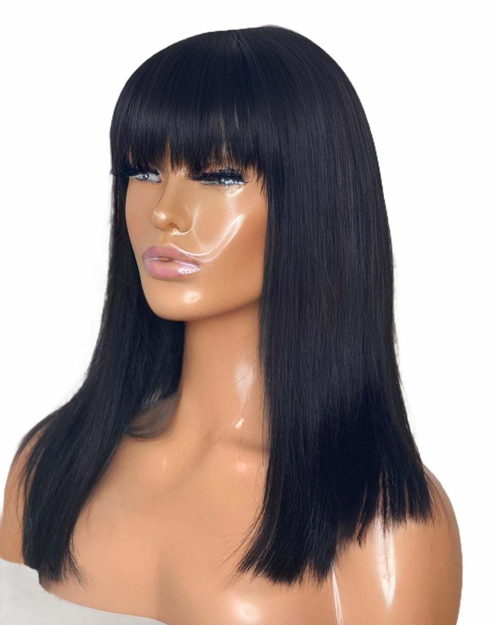 Goldie Bob Human Hair Wig With Bangs, right side picture 02