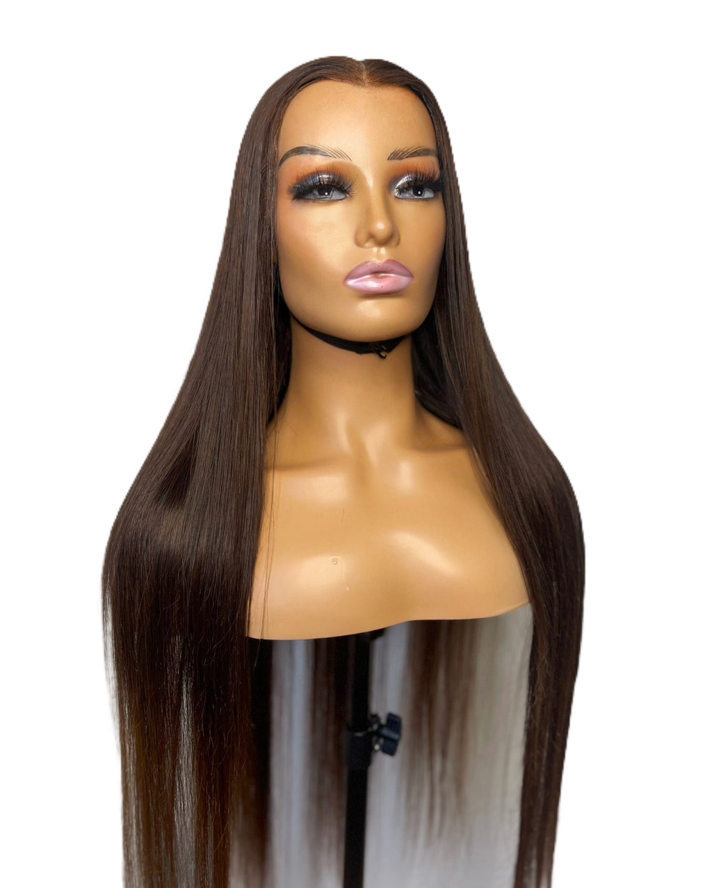 Gema Chocolate Brown Straight HD Lace Frontal Human Hair Wig, right side picture