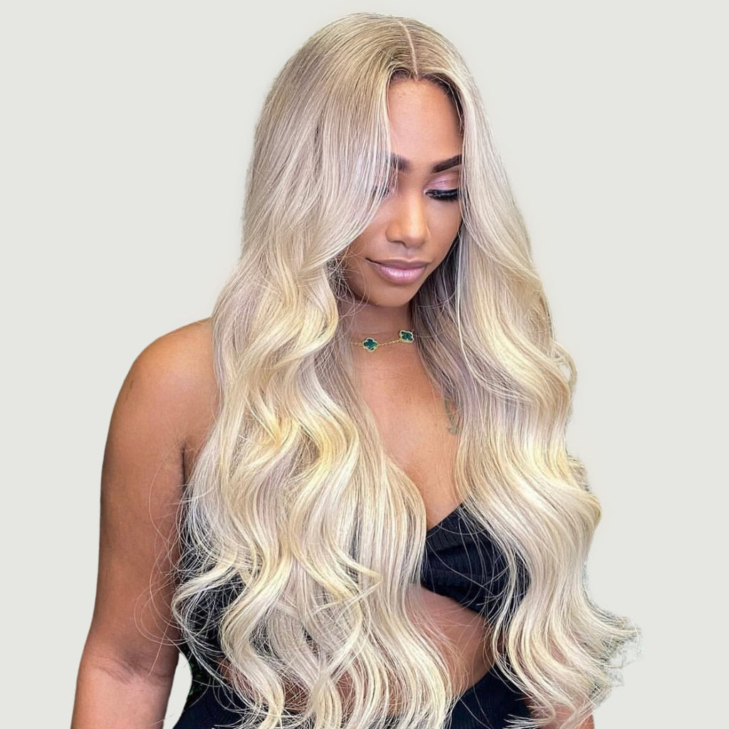 Alure Highlighted Blond Bodywave 13x4 HD Lace Human Hair wig, colour picture