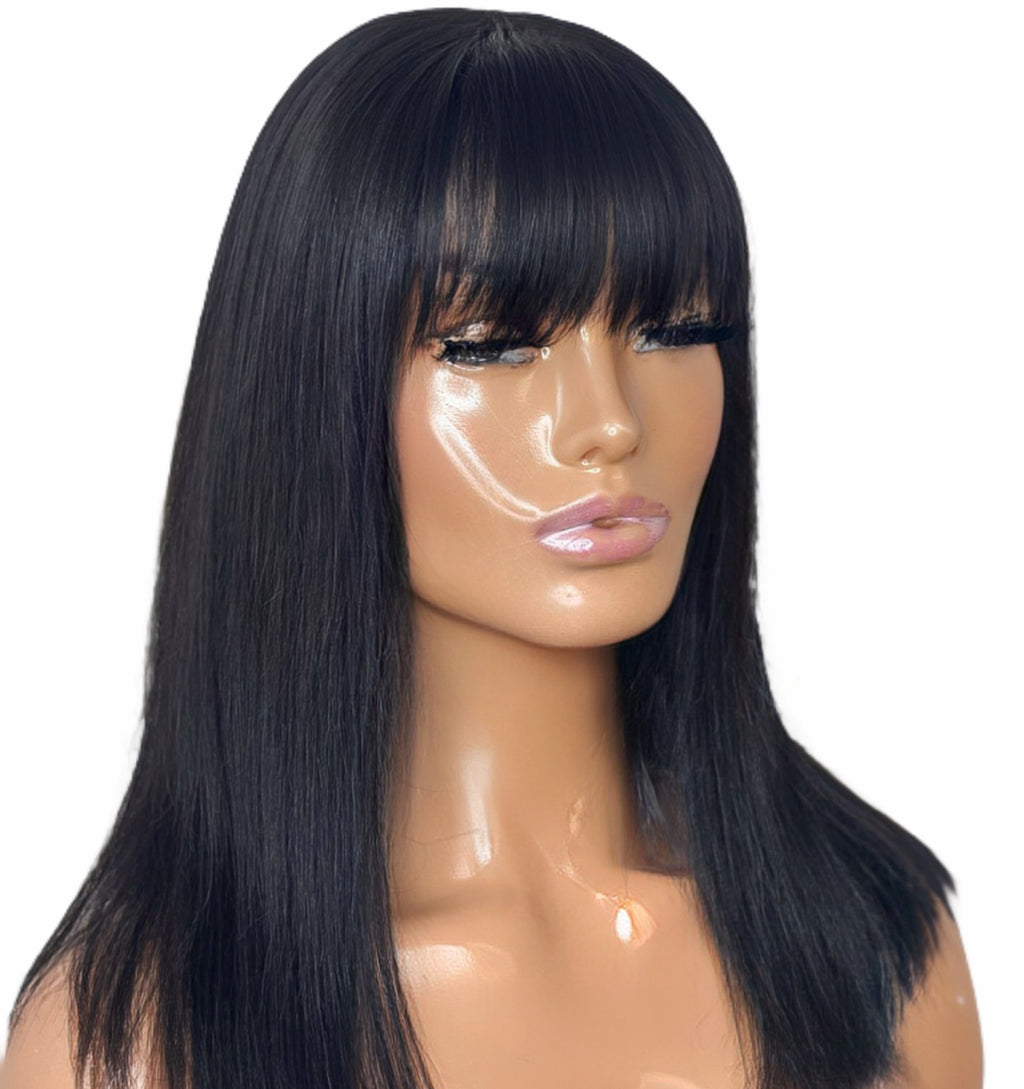 Goldie Bob Human Hair Wig With Bangs, left side picture