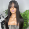 ZITA Black Straight Virgin Human Hair Wig With Bangs, front picture
