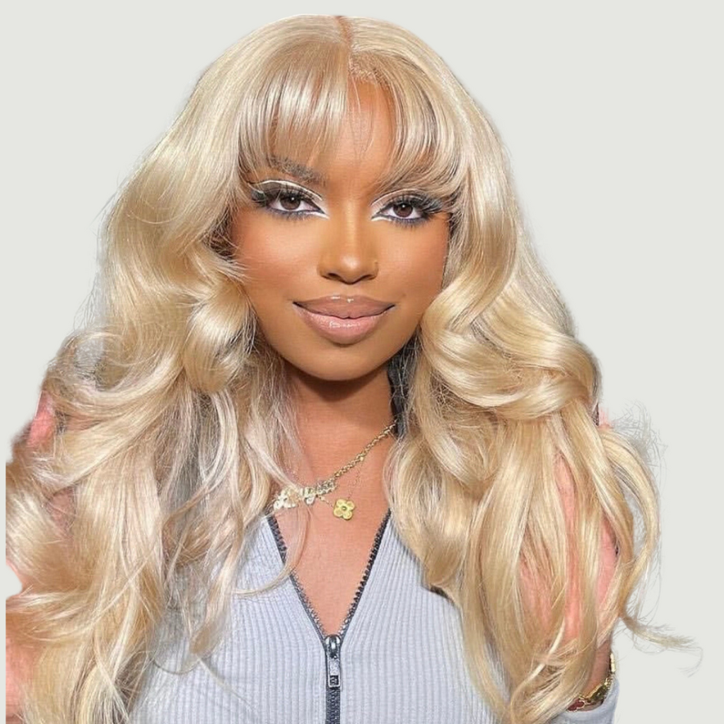 Nelly Bodywave Human Hair Wig With Bangs,right side piucture