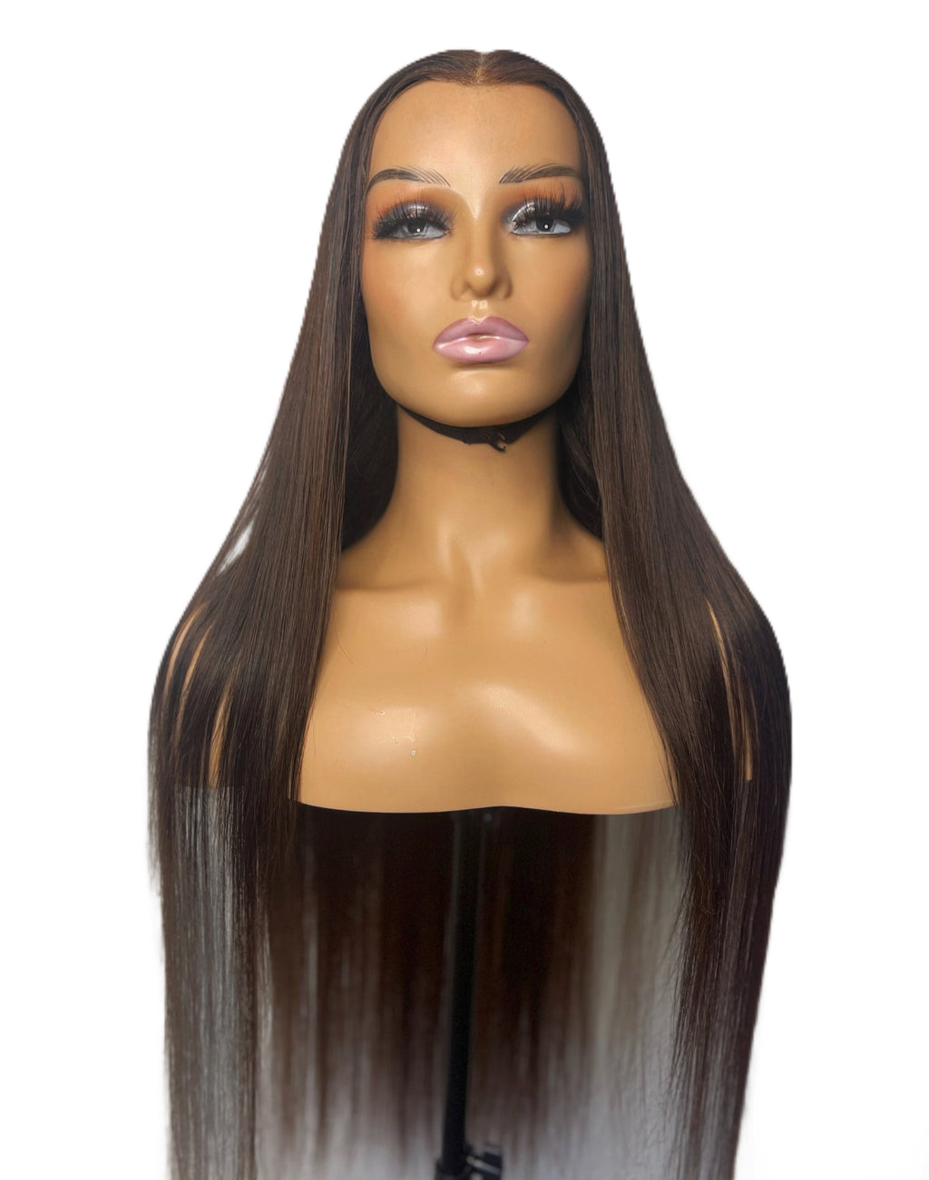Gema Chocolate Brown Straight HD Lace Frontal Human Hair Wig, front picture close up