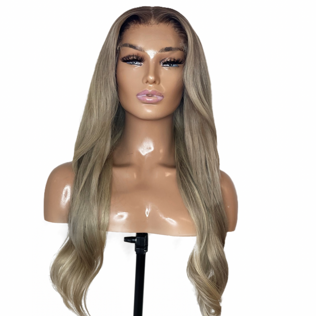 Daisy Dark Blond  Bodywave Layered  HD Lace frontal Human Hair wig, front picture