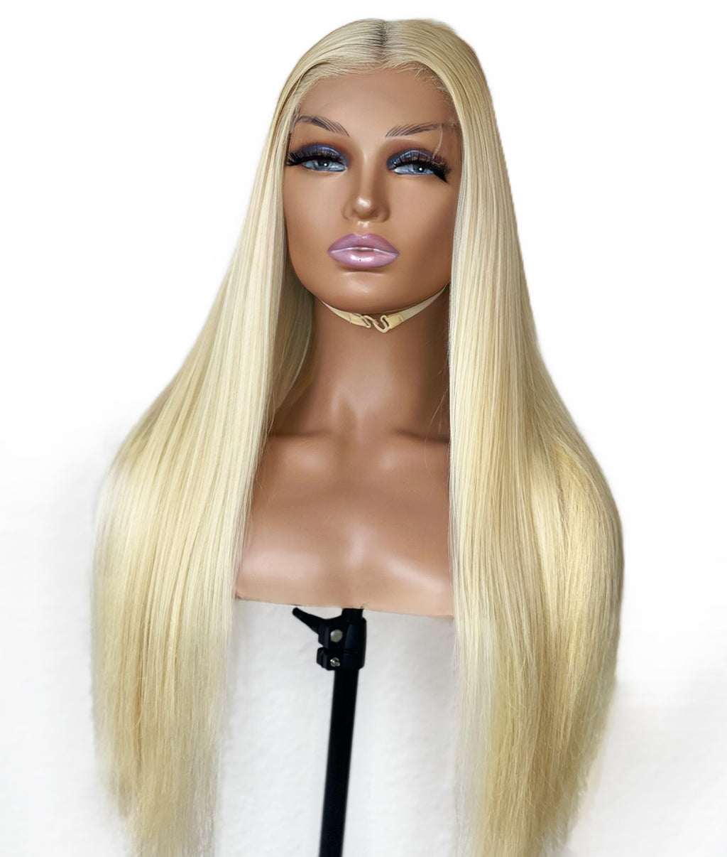 DIVA STRAIGHT BLOND HD Lace Human Hair wig,front side picture blond