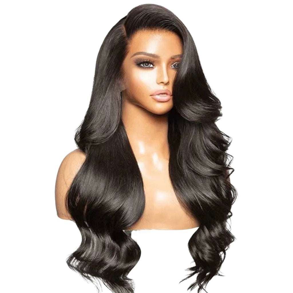 Amanda Black  Bodywave Layered  HD Lace Frontal Human Hair wig, left side picture