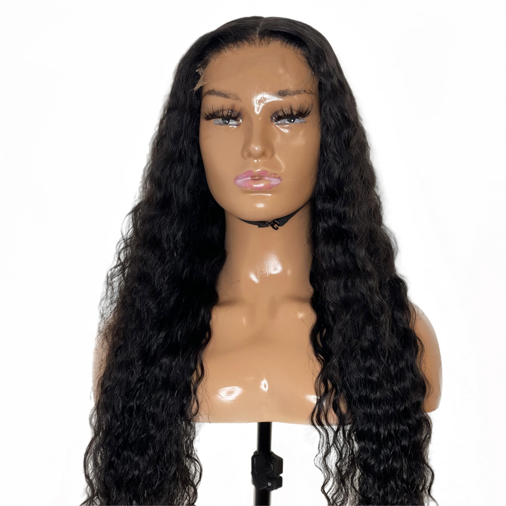 Sandra Deep curly Black HD Lace Human Hair Wig, right Side picture close up
