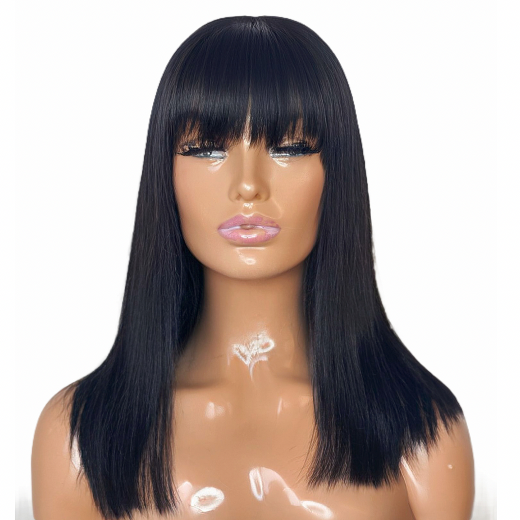 Goldie Bob Human Hair Wig With Bangs, front picture